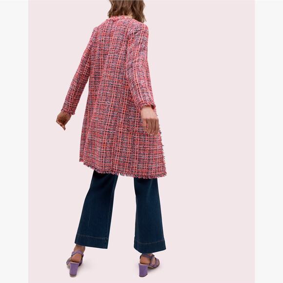 Kate Spade Multi Tweed Coat Hibiscus Tea Gold Studded Boucle SZ 4 NWT - Picture 3 of 9